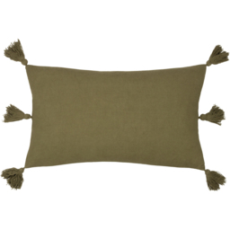 Folis Embroidered Cushion - Khaki / Polyester - thumbnail 2