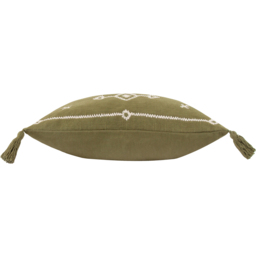 Folis Embroidered Cushion - Khaki / Polyester - thumbnail 3