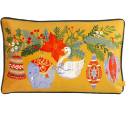 Deck The Halls Baubles Piped Cushion - Pine Green / 80 Polyester 20 Feather - thumbnail 2