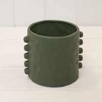 Dimpled Olive Green Planter with Bobbins - Olive