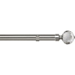28mm Fixed Length Metal Eyelet Curtain Pole Set - Bella Finial - Satin Silver / 330cm - thumbnail 2