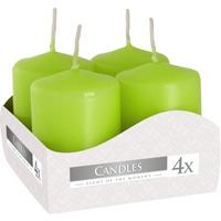 Pack of 4 Small Pillar Candles, Decorative Candles, 40 x 60 mm each - Burgundy - Green