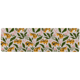 cute tigers and tropical leaves and flowers Designer Runner Rug - Green - thumbnail 2
