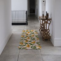 cute tigers and tropical leaves and flowers Designer Runner Rug - Green - thumbnail 1