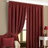 Belmont Chenille Jacquard Pencil Pleat Curtain Pair - Claret / 229cm