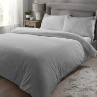Teddy Fleece Polyester Duvet Set With Pillowcase - Silver / Double - thumbnail 1