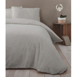 Teddy Fleece Polyester Duvet Set With Pillowcase - Silver / Double - thumbnail 2
