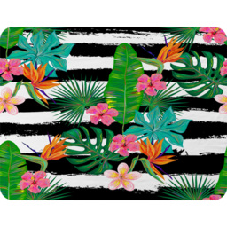 Tropical Plants On Black  White Stripes Blanket - Green - thumbnail 2
