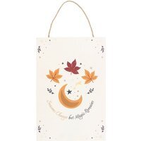 Autumn Magic Hanging Sign - Rustic Seasonal Home Decor - White