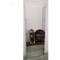 Wall Mirror Full Length Triple Edge Strips Border Frameless - Silver
