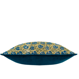 Chedworth Piped Velvet Cushion - Lemon / Polyester - thumbnail 5