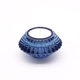 Royal Blue Flower Flip Candle Tealight Holder Elegant Table Decor - Royal Blue - thumbnail 4