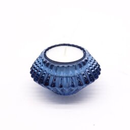 Royal Blue Flower Flip Candle Tealight Holder Elegant Table Decor - Royal Blue - thumbnail 3