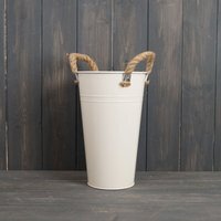 Charming Cream Flower Bucket Planter - Cream