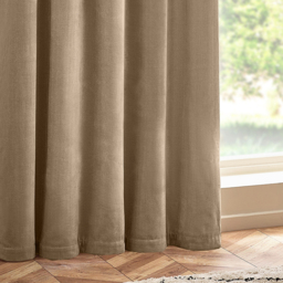 Heavy Chenille Velvet Room Darkening Eyelet Curtains - Natural / 168cm / 229cm - thumbnail 4