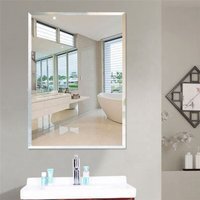 50x70 cm Frameless Rectangle Wall Mounted Mirror - Silver