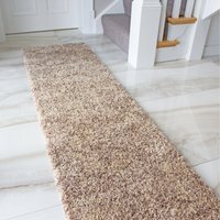 Super Soft Natural Taupe Mottled Shaggy Area Rug - Taupe / 240 x 60cm - image 1