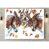 Rutting Stags Canvas - Brown / 8 x 12 in