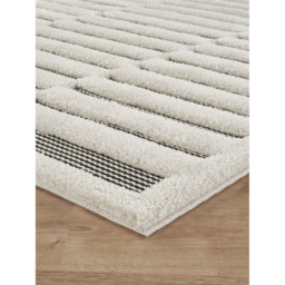 Freya Living Room Area Rug Contemporary 3D Embossed Modern Stripe Bar Design - Cream / 170cm - thumbnail 5