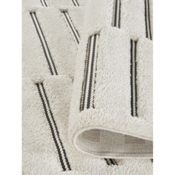 Freya Living Room Area Rug Contemporary 3D Embossed Modern Stripe Bar Design - Cream / 170cm - thumbnail 4