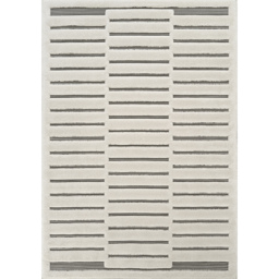 Freya Living Room Area Rug Contemporary 3D Embossed Modern Stripe Bar Design - Cream / 170cm - thumbnail 2