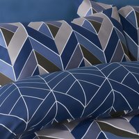 Geo Chevron Duvet Cover Set - Navy Blue/Beige / Single - image 1