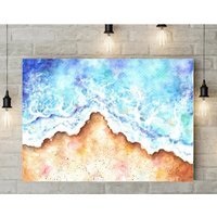 The Beach Watercolour Print Wall Art Canvas - Blue / 20 x 30 in