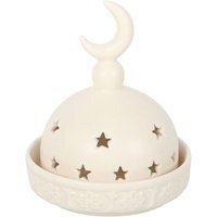 Mosque Incense Cone Tealight Holder Ceramic Decorative Candle Stand - White