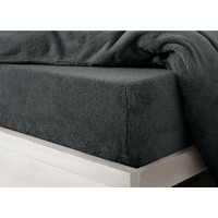 Teddy Charcoal Soft Cosy Thermal Fleece Fitted Sheet - Charcoal / Double