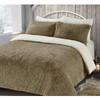 Alaska Taupe Thermal Plush Fluffy Faux Fur Duvet Set - Taupe / Double - image 1