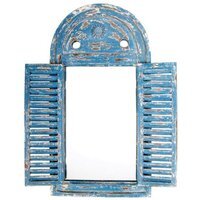Louvre Rustic Wooden Garden Glass Outdoor Mirror Blue - Blue