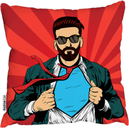 Strong Businessman In Glasses In Comic Style. Success Concept Cushion - Red / 60 - thumbnail 2