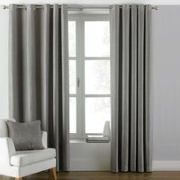 Set of 2 Atlantic Twill Woven Room Darkening Eyelet Curtains - Grey / 229cm / 183cm - image 1