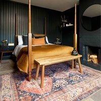 Navy Blue Terracotta Distressed Persian Style Non Slip Washable Area Rug - Navy Terracotta / 110 x 60cm