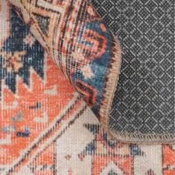 Navy Blue Terracotta Distressed Persian Style Non Slip Washable Area Rug - Navy Terracotta / 110 x 60cm - thumbnail 5