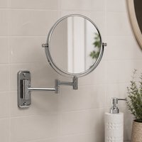 Lindos Wall Mounted Extendable Swivel Magnification x3 Makeup Mirror - Chrome