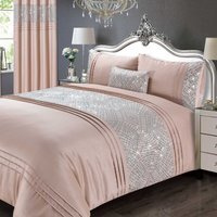 Charleston Polycotton Duvet Cover Set with Pillowcase - Blush / King