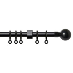 13 - 16mm Black Ball Metal Curtain Pole Set - Black / 150cm - thumbnail 2