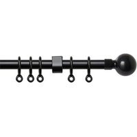 13 - 16mm Black Ball Metal Curtain Pole Set - Black / 150cm - thumbnail 1