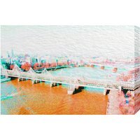 London Eye View Orange Graphic Art Wrapped on Canvas - Orange / 112cm