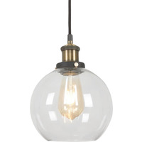 Industrial Antique Brass Effect Glass Globe Light Shade - Clear