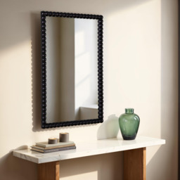 Lecco Wooden Wall Mirror with Beaded Frame - Black - thumbnail 2