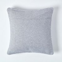 Homescapes Cotton Halden Chevron Cushion Cover - Grey / 45cm