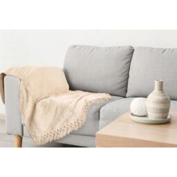 Darcy Tassel Blanket Throw - Natural / 150x200cm - thumbnail 3