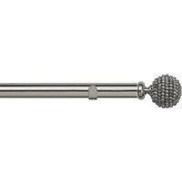 28mm Fixed Length Metal Eyelet Curtain Pole Set - Mia Finial - Satin Silver / 330cm - image 1