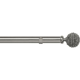 28mm Fixed Length Metal Eyelet Curtain Pole Set - Mia Finial - Satin Silver / 330cm - thumbnail 2