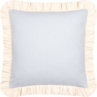 Effie Cotton Plain Ruffle Cushion - Sky Blue-Vintage Cream / Polyester - thumbnail 1