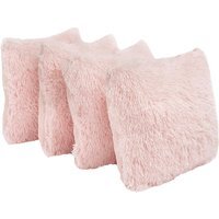 Pack of Fluffy Fleece Cushion Covers - Pink / 45cm / 4