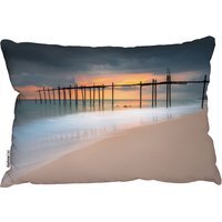 Wood Bridge Sunset At Sea Thailand Outdoor Cushion Outdoor Cushion - Blue - thumbnail 1