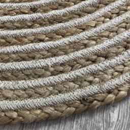 Round Circle Natural Braided Rug, Jute , Cotton - 90cm - neutral - thumbnail 2